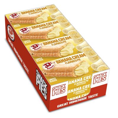 JJ's Bakery Banana Cream Pie Snack Pies, Individual Dessert, Fresh-Baked, Nut-Free, Kosher Parve, 4 Oz Each (Pack of 12)