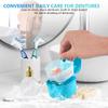 KISEER 2 Pack Denture Bath Case Cup Box Holder Storage Container with Denture Cleaner Brush Strainer Basket for Travel Cleaning (Light Blue and Blue) view 4