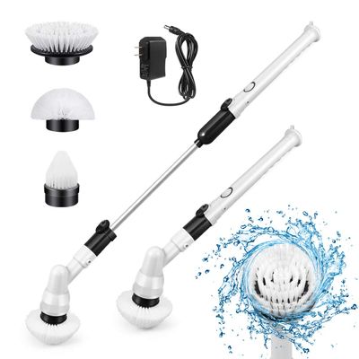 2020 Upgraded Spin Scrubber, Bathroom Shower Electric Scrubber with 3 Replaceable Cleaning Brush Head & Adjustable Extension Handle for Home