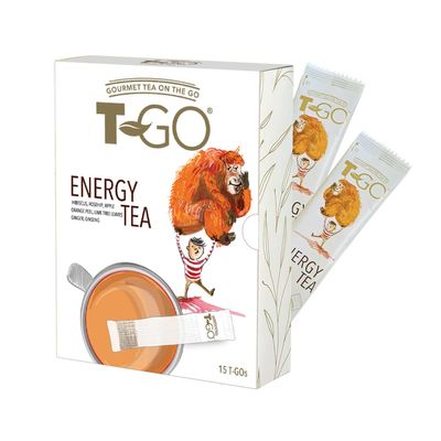 T-GO Energy Tea Herbal Tea Sticks Natural Apple Teas Fruit Blend Healthy Decaf Tea 15 Convenient Tea Sticks