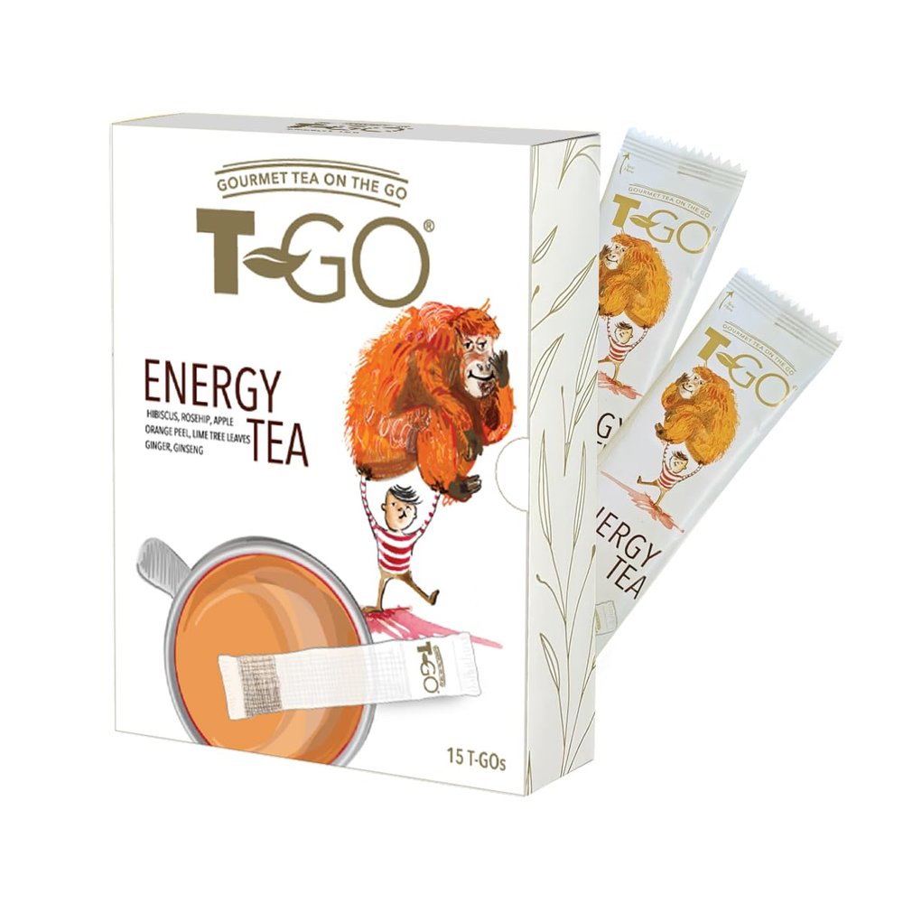 T-GO Energy Tea Herbal Tea Sticks Natural Apple Teas Fruit Blend Healthy Decaf Tea 15 Convenient Tea Sticks