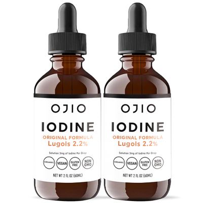 Lugols Iodine Solution 2% - 1 Year Supply - High Potency Liquid Oral Iodine Drops with Superior Absorption Improves Overall Health & Energy for Women, Men, Kids - 2 fl Oz (Pack of 2)