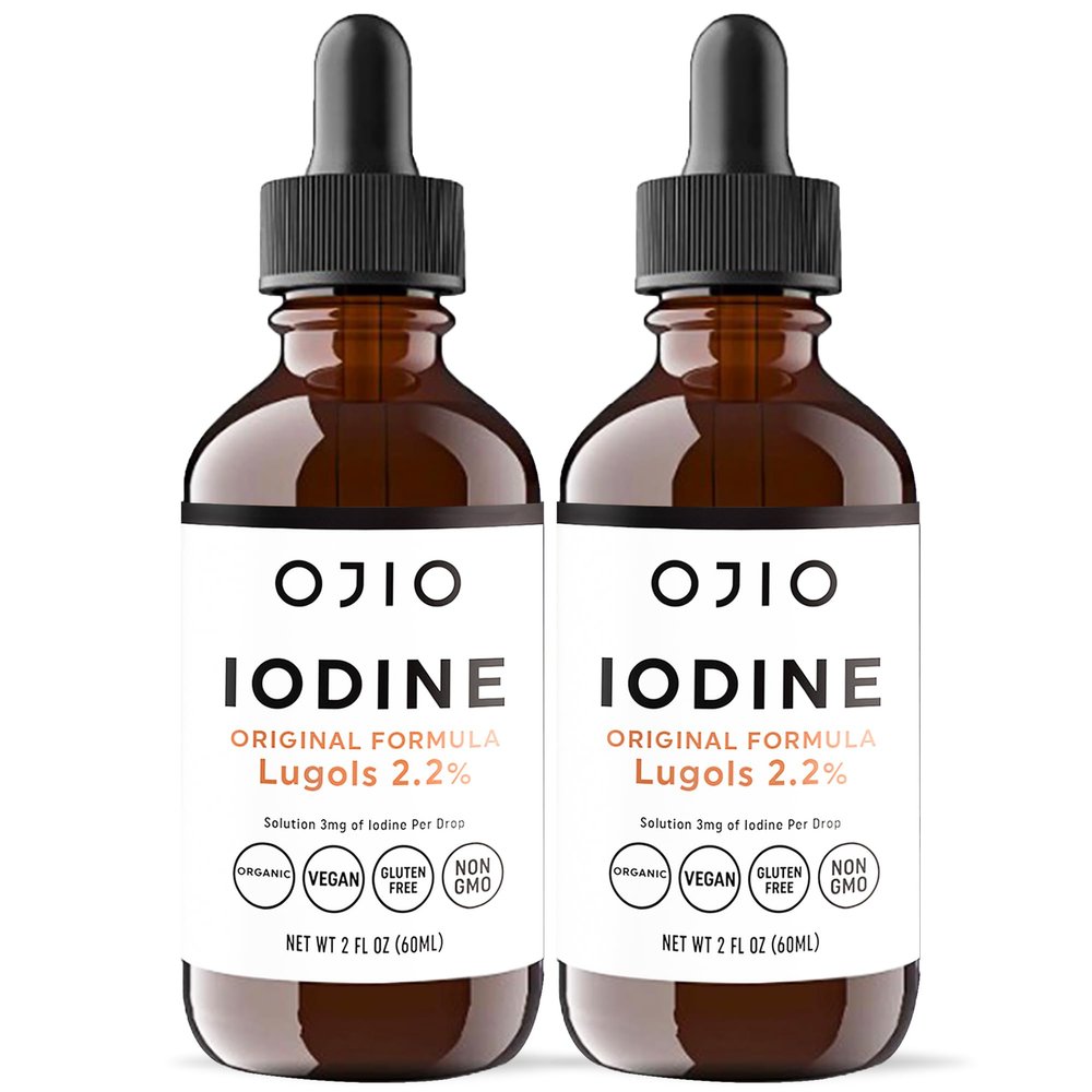 Lugols Iodine Solution 2% - 1 Year Supply - High Potency Liquid Oral Iodine Drops with Superior Absorption  Improves Overall Health & Energy for Women, Men, Kids - 2 fl Oz (Pack of 2)