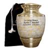 Custom Engraved Adult Size Brass Mother of Pearl Cremation Urn for Human Ashes, Funeral Ash Container with Bag view 1