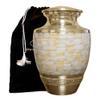 Custom Engraved Adult Size Brass Mother of Pearl Cremation Urn for Human Ashes, Funeral Ash Container with Bag view 2