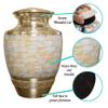 Custom Engraved Adult Size Brass Mother of Pearl Cremation Urn for Human Ashes, Funeral Ash Container with Bag view 4