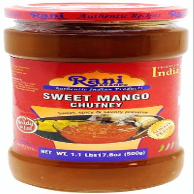 Rani Sweet Mango Chutney (Indian Preserve) 17.6oz (500g) 1.1lbs Glass Jar, Ready to eat, Vegan ~ Gluten Free, All Natural, NON-GMO