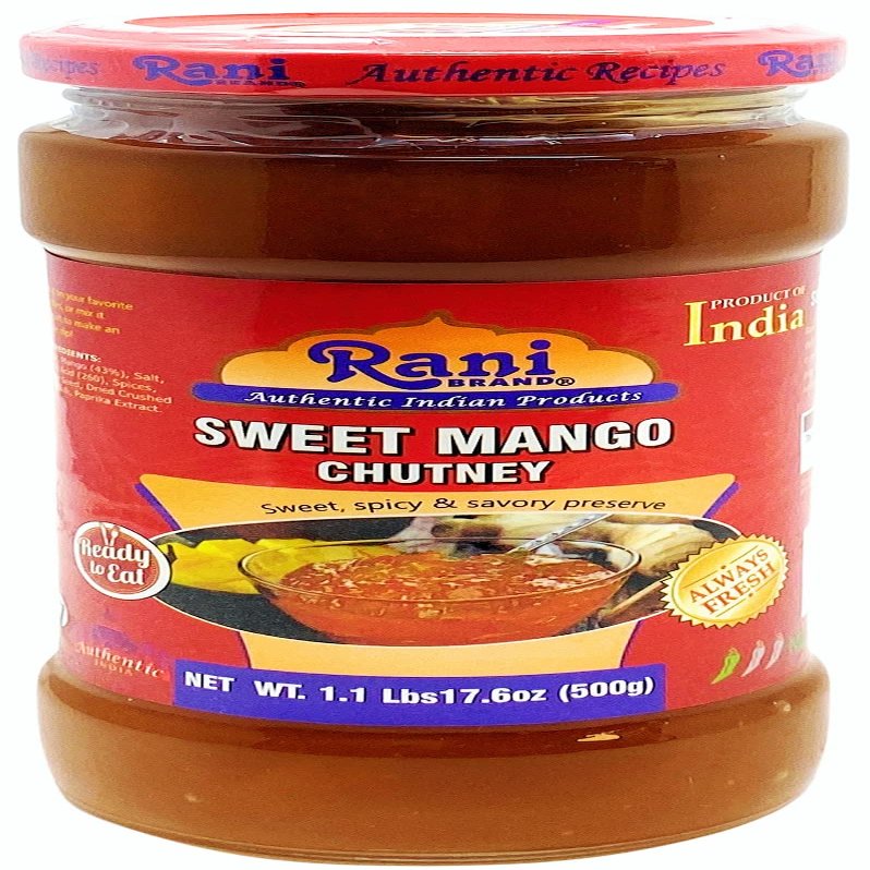 Rani Sweet Mango Chutney (Indian Preserve) 17.6oz (500g) 1.1lbs Glass Jar, Ready to eat, Vegan ~ Gluten Free, All Natural, NON-GMO