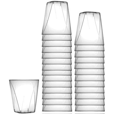 DecorLine Elegant Clear Square Cups - 2 oz (Pack of 20) - Premium Disposable Drinkware - Perfect for Parties and Celebrations