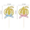 24pcs Pumpkin Gender Reveal Cupcake Toppers - Baby Shower Girl or Boy Party Decorations Supplies, Pumpkin Food Pick (Blue and Pink Bow) view 2