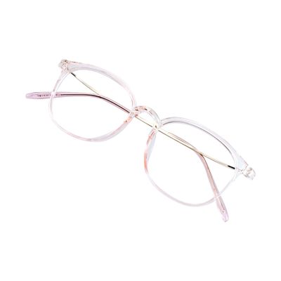 VisionGlobal Blue Light Blocking Glasses for Women/Men, Anti Eyestrain, Computer Reading Glasses, Stylish Oval Frame, Anti Glare (Clear Pink, +4.25 Magnification)
