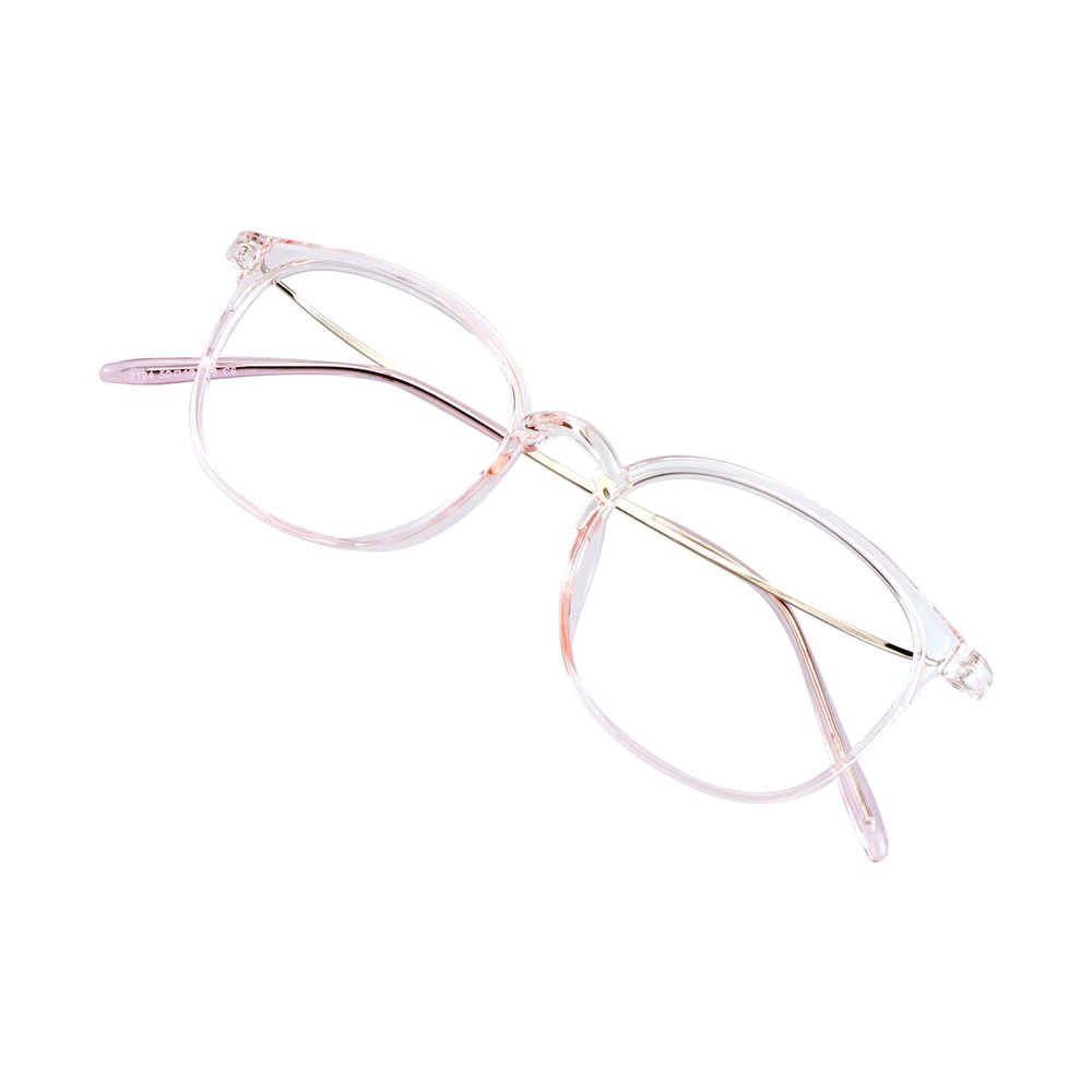 VisionGlobal Blue Light Blocking Glasses for Women/Men, Anti Eyestrain, Computer Reading Glasses, Stylish Oval Frame, Anti Glare (Clear Pink, +4.25 Magnification)