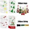 LOKIPA 200 Pcs Christmas Cellophane Treat Bags, Xmas Clear Cello Gift Bags Candy Goodies Bags with Twist Ties for Christmas Party Supplies view 2