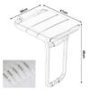 RTY-BY White Shower Chair Wall Mount - Folding Bathroom Stools and Seat Fold-Up - Bath Bench Adults, Elderly, Disabled Bathing Aid Home Sauna Room Use, 200kg Capacity view 2