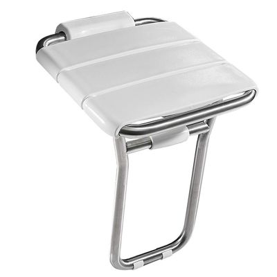 RTY-BY Wtite Shower Stool Wall-Mount Fold-up Seat | Bath Stool for Showering | Bathroom Chairs with Legs for Elderly Disabled Disability, Stainless Steel Frame