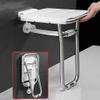 RTY-BY Wtite Shower Stool Wall-Mount Fold-up Seat | Bath Stool for Showering | Bathroom Chairs with Legs for Elderly Disabled Disability, Stainless Steel Frame view 4