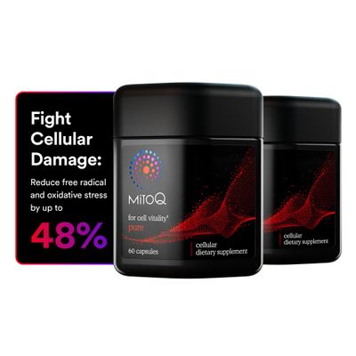 MitoQ Pure Advanced Mitochondria Supplement Superior Bioavailability to CoQ10 | Reduces Free Radical Damage for Healthy Aging, Metabolism, Heart Health, Energy, Strength & Mobility