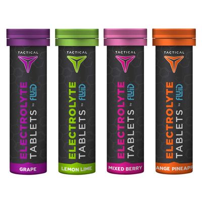 Fluid Tactical - 40 Count Effervescent Electrolyte Tablets | Variety Pack | 320mg Sodium, 160mg Potassium | Dehydration Prevention & Proactive Recovery