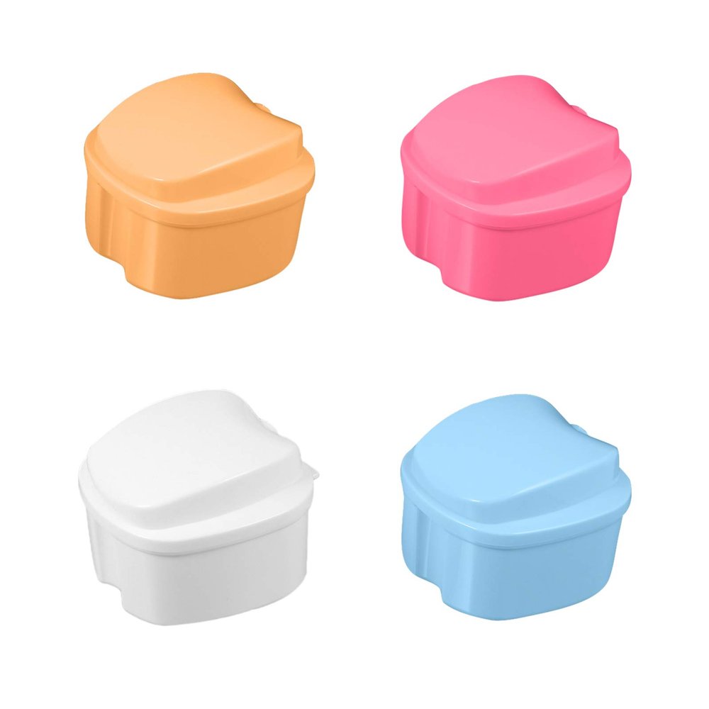 4 Pcs Bath Box alse Teeth Storage Container Box with Strainer Basket for Travel Cleaning (4 Colors)