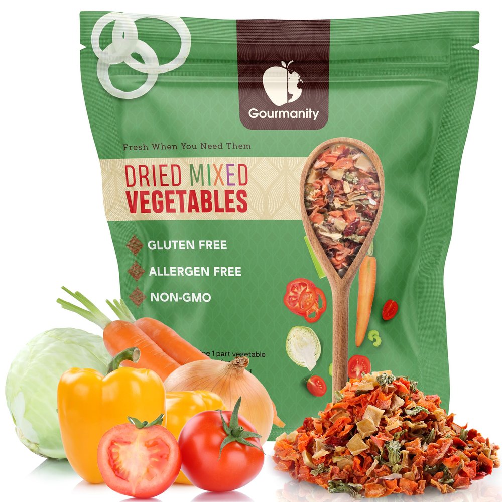 5lb Tasty Vegetable Soup Blend, Dehydrated Vegetables for Ramen Toppings, Stews, and Emergency Food, Bulk Resealable Bag, All Natural and Non GMO