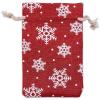 12-Pack 4x6 Reusable Red Jute Burlap Gift Bags w. Drawstrings (Snowflakes, Small) - for Presents, Party Favors, Retail, Samples by TheDisplayGuys view 1