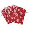 12-Pack 4x6 Reusable Red Jute Burlap Gift Bags w. Drawstrings (Snowflakes, Small) - for Presents, Party Favors, Retail, Samples by TheDisplayGuys view 3