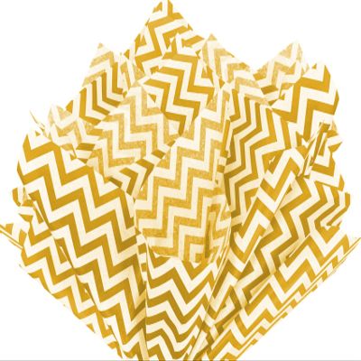 Flexicore Packaging | Metallic Gold Zig Zag Chevron Gift Wrap Tissue Paper | Size: 15 Inch X 20 Inch | Count: 10 Sheets | Color: Gold | DIY Craft, Art, Wrapping, Decorations