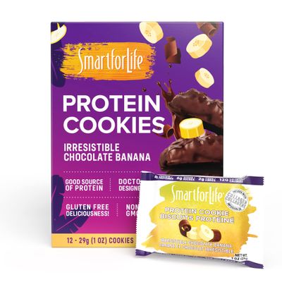 Smart for Life Chocolate Covered Banana Protein Cookies - Irresistible Winner High Protein Cookie Diet - 12 Count - Meal Replacement - On-the-Go Snack - Low Calorie Super High Fiber Cookies