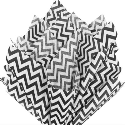 Flexicore Packaging | Black Zig Zag Chevron Gift Wrap Tissue Paper | Size: 15 Inch X 20 Inch | Count: 10 Sheets | Color: Black| DIY Craft, Art, Wrapping, Decorations