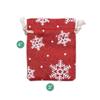 12-Pack 3x4 Reusable Red Jute Burlap Gift Bags w. Drawstrings (Snowflakes, X-Small) - for Presents, Party Favors, Retail, Samples by TheDisplayGuys view 2