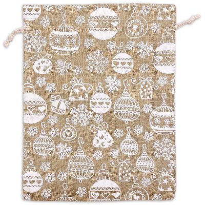 12-Pack 8x10 Reusable Jute Burlap Canvas Gift Bags w. Drawstrings (Christmas Ornaments, Large) - for Presents, Party Favors, Retail, Samples by TheDisplayGuys