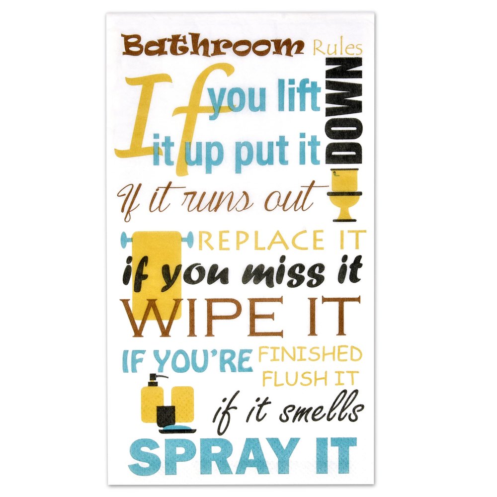 Gift Boutique 100 Bathroom Etiquette Guest Napkins 3 Ply Toilet Rules Disposable Paper Towel Pack Hand Napkin for Hostess Gifts Shower Powder Room Gym Spa Wedding Party Supplies Decorative Towels