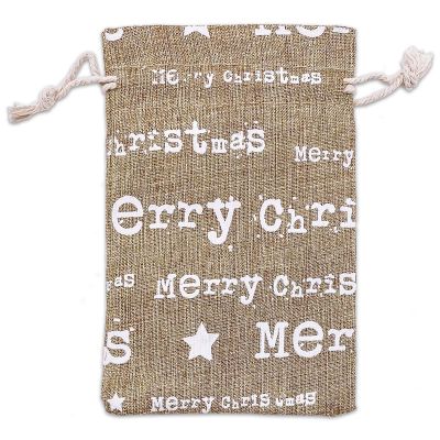 12-Pack 4x6 Reusable Jute Burlap Canvas Gift Bags w. Drawstrings (Merry Christmas, Small) - for Presents, Party Favors, Retail, Samples by TheDisplayGuys