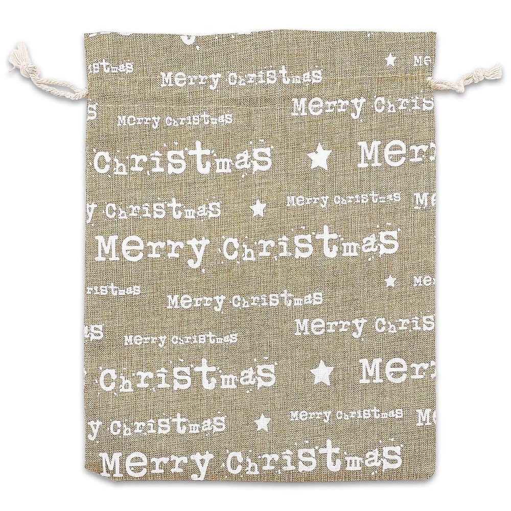 12-Pack 8x10 Reusable Jute Burlap Canvas Gift Bags w. Drawstrings (Merry Christmas, Large) - for Presents, Party Favors, Retail, Samples by TheDisplayGuys