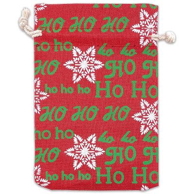 12-Pack 4x6 Reusable Red Jute Burlap Gift Bags w. Drawstrings (Christmas Letters, Small) - for Presents, Party Favors, Retail, Samples by TheDisplayGuys