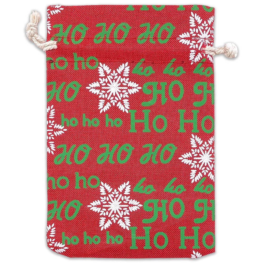 12-Pack 4x6 Reusable Red Jute Burlap Gift Bags w. Drawstrings (Christmas Letters, Small) - for Presents, Party Favors, Retail, Samples by TheDisplayGuys