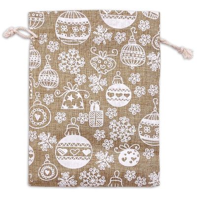 12-Pack 4x6 Reusable Jute Burlap Canvas Gift Bags w. Drawstrings (Christmas Ornaments, Small) - for Presents, Party Favors, Retail, Samples by TheDisplayGuys