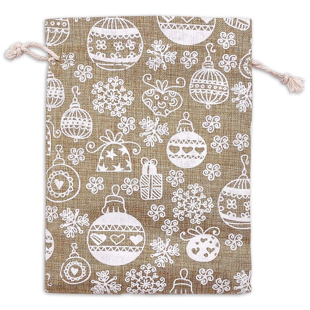 12-Pack 4x6 Reusable Jute Burlap Canvas Gift Bags w. Drawstrings (Christmas Ornaments, Small) - for Presents, Party Favors, Retail, Samples by TheDisplayGuys