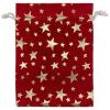12-Pack Red Velvet Christmas Gift Bags w/Drawstring - Large (Gold Stars 6x8) - garment pouches for Party Favor, Goodie by The Display Guys view 1