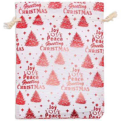 12-Pack 4x6 Reusable Cotton Canvas Muslin Gift Bags w. Drawstrings (Christmas Tree, Small) - for Presents, Party Favors, Retail, Samples by TheDisplayGuys