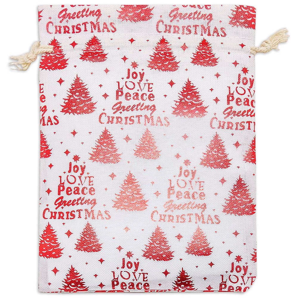 12-Pack 4x6 Reusable Cotton Canvas Muslin Gift Bags w. Drawstrings (Christmas Tree, Small) - for Presents, Party Favors, Retail, Samples by TheDisplayGuys