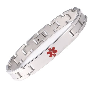 Tarring Free Engraving Medical Alert ID Bracelets for Men & Women 6.5-8.5 Inch Titanium Emergency Alert ID Bracelets for Unisex (TITANIUM-8.5")
