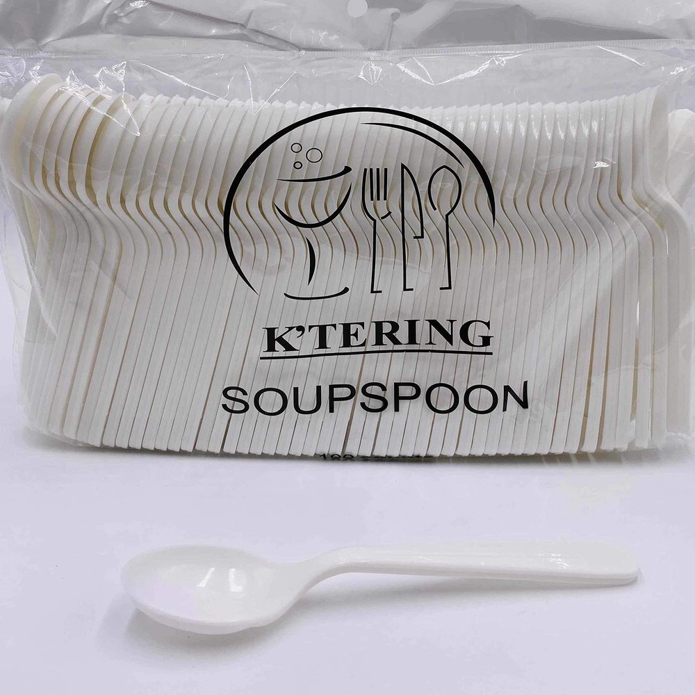 K'Tering Full Size Heavy Duty Plastic PP White Soup Spoons (1000ct)