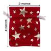 12-Pack Red Velvet Christmas Gift Bags w/Drawstring - Small (Gold Stars 3x3.5) - garment pouches for Party Favor, Goodie by The Display Guys view 2
