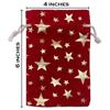 12-Pack Red Velvet Christmas Gift Bags w/Drawstring - Medium (Gold Stars 4x6) - garment pouches for Party Favor, Goodie by The Display Guys view 2