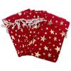 12-Pack Red Velvet Christmas Gift Bags w/Drawstring - Medium (Gold Stars 4x6) - garment pouches for Party Favor, Goodie by The Display Guys view 3