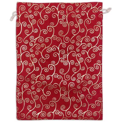 12-Pack Red Velvet Christmas Gift Bags w/Drawstring - XXLarge (Gold Swirls 12x16) - garment pouches for Party Favor, Goodie by The Display Guys