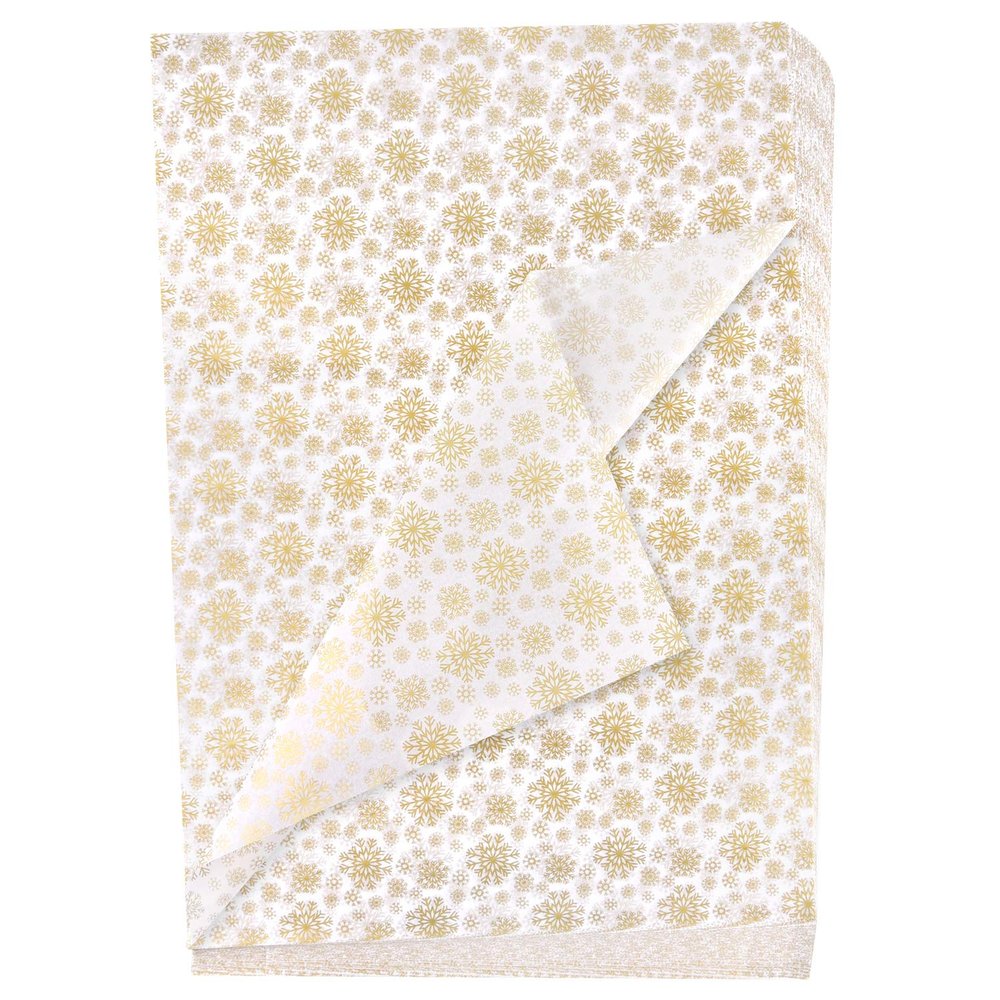 MIAHART 100 Gold Christmas Snowflake Tissue Paper Sheets 50 * 35cm Christmas Wrapping Paper for DIY and Craft Gift Bags Decorations(Gold)
