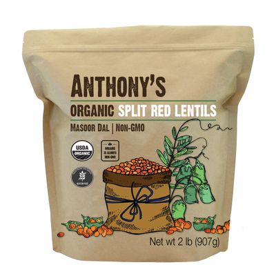 Anthony's Organic Split Red Lentils, 2 lb, Masoor Dal, Gluten Free, Non GMO, Vegan