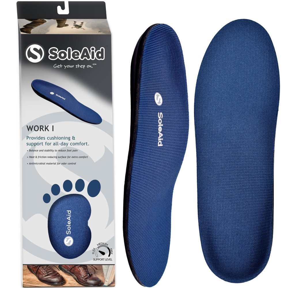 Soleaid Work I Insoles  Semi-Flex Arch Support Insert for Mild Pronation & Plantar Fasciitis - Anti-Fatigue Comfort Insole for Balanced Walking and Standing Support (Men 10-10.5 / Women 12-12.5)